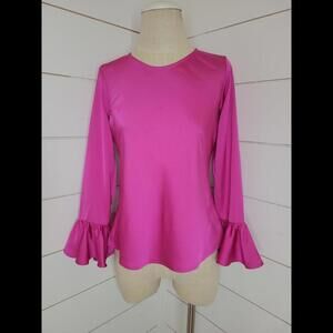 J Crew xs hot pink ruffled sleeve blouse